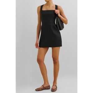 Reformation Celosia black linen mini dress